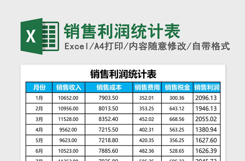 销售利润统计表excel表格下载