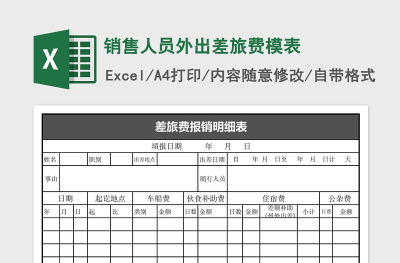 2025销售人员外出差旅费模表