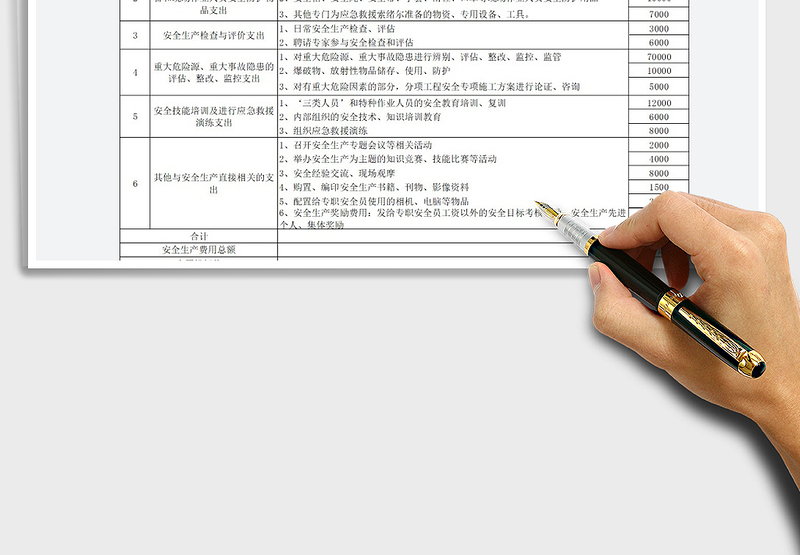 2025年建筑公司月度安全生产费用明细表