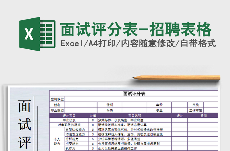 2025年面试评分表-招聘表格