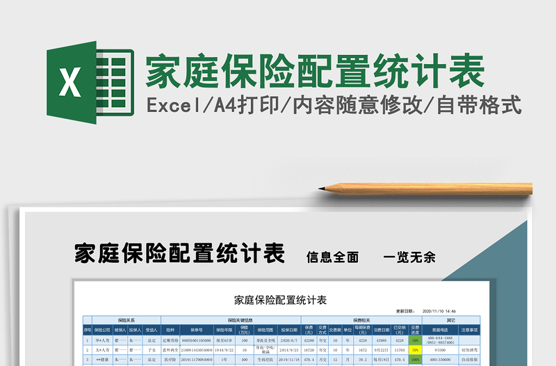 2024年家庭保险配置统计表免费下载