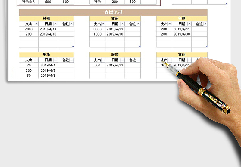 2025年20190411001_个人月度预算表