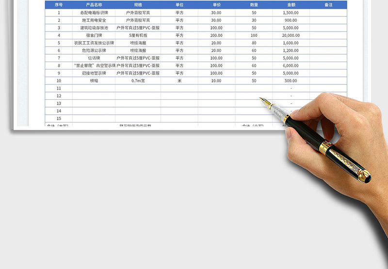 2025广告物料报价单