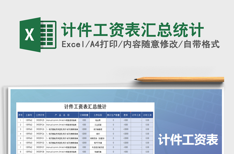 2025年计件工资表汇总统计免费下载