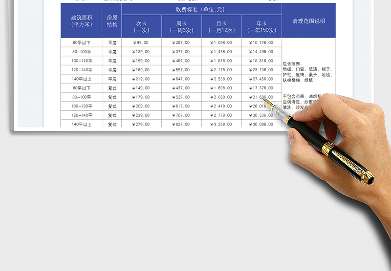 2025家政保洁报价单免费下载