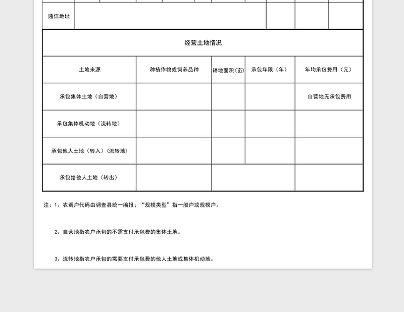 2025土地调查基本情况表excel表格