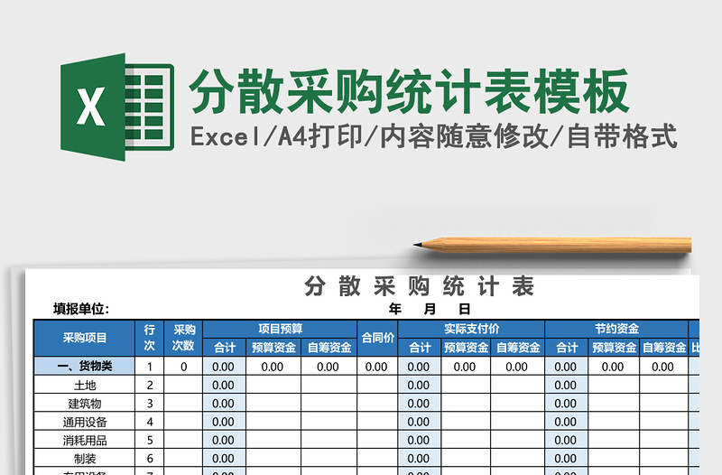 2025分散采购统计表excel表格模板