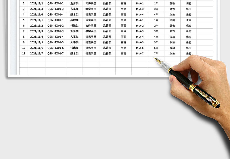 2025办公室文件保管表免费下载