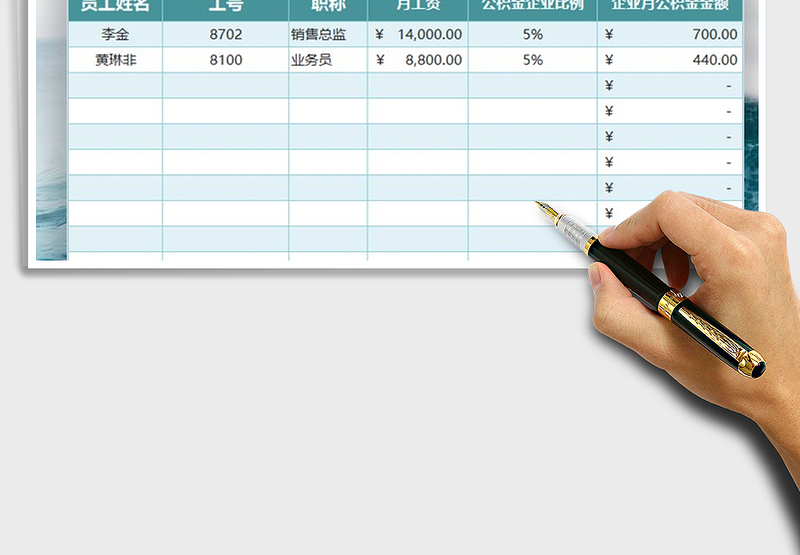 2025年财务会计员工公积金支出表