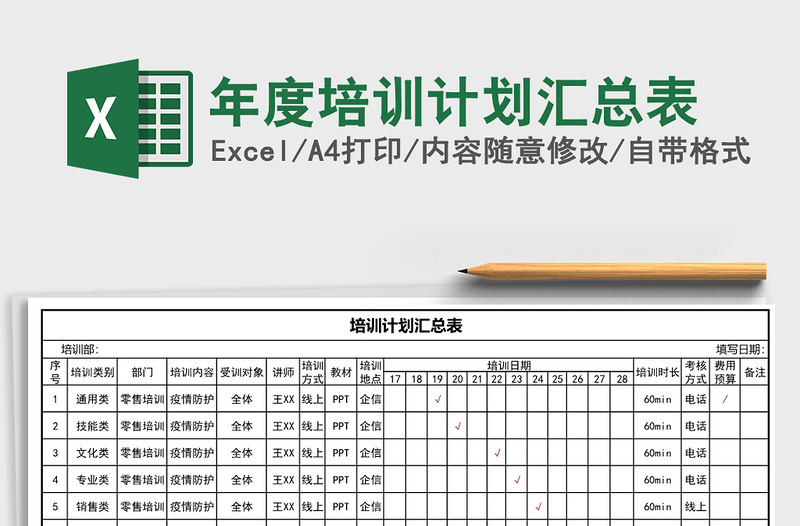 2025年年度培训计划汇总表