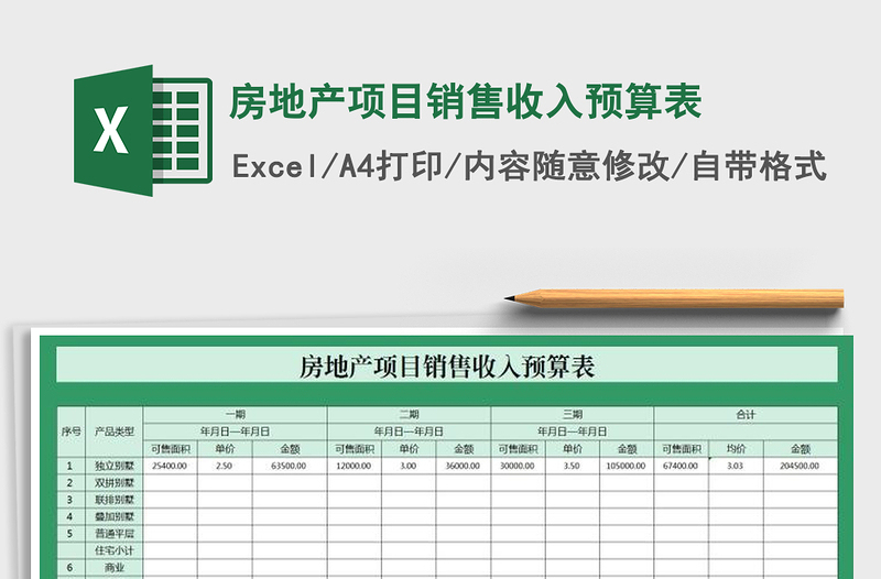 2025年房地产项目销售收入预算表