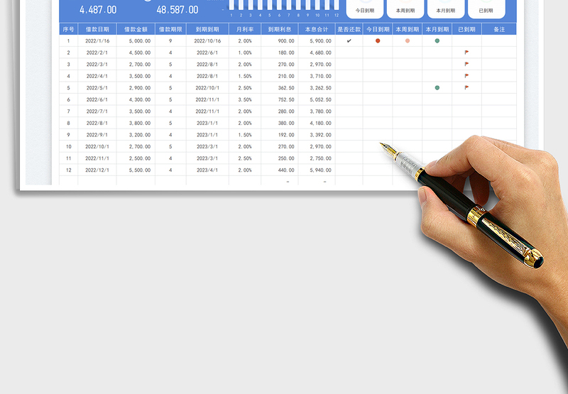 借款明细表exce表格