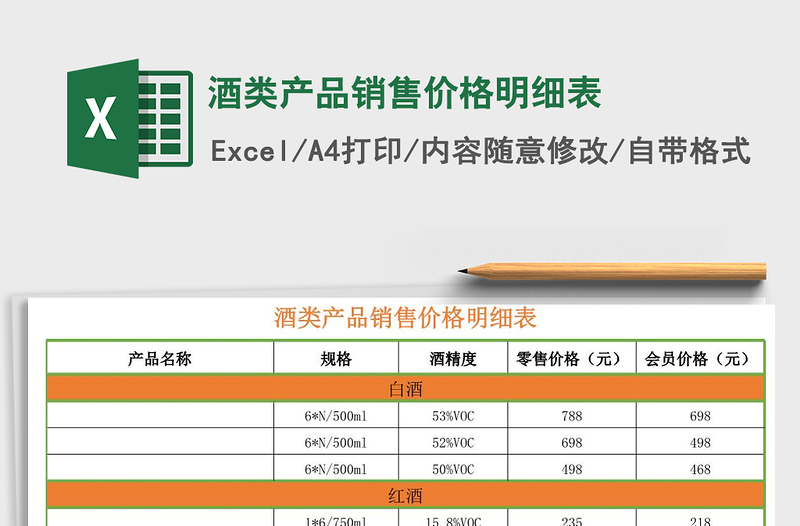 2025年酒类产品销售价格明细表