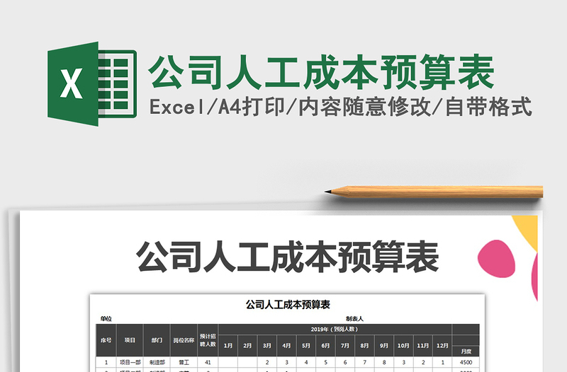 2024年公司人工成本预算表