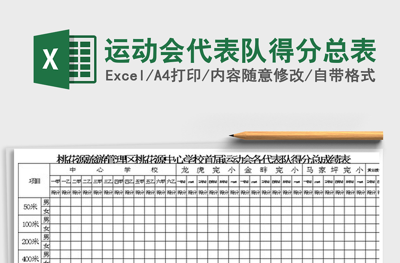 运动会代表队得分总表