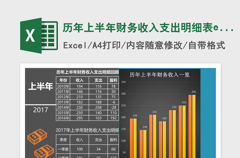 历年上半年财务收入支出明细表excel下载