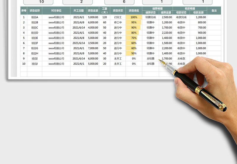 2024项目跟进进度表-项目统计表exce表格