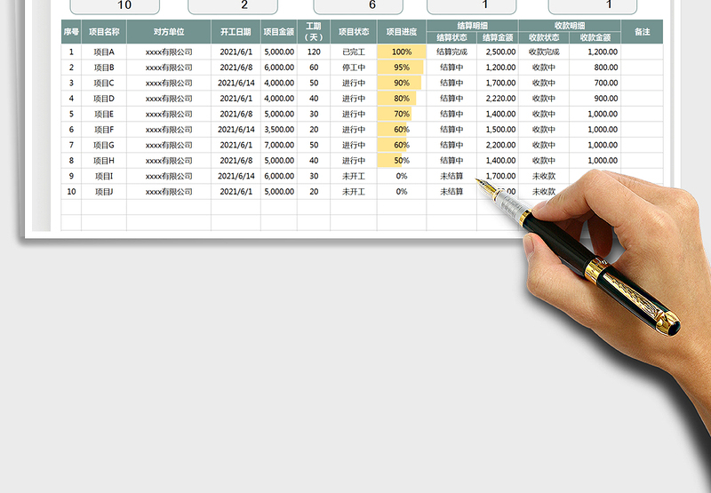 2024项目跟进进度表-项目统计表exce表格免费下载