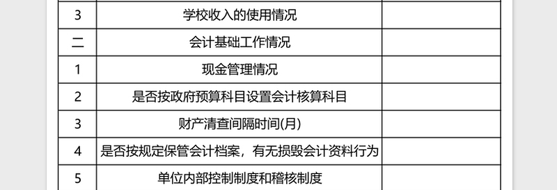 2025财务检查情况登记表excel模板