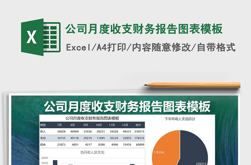 2025年公司月度收支财务报告图表模板