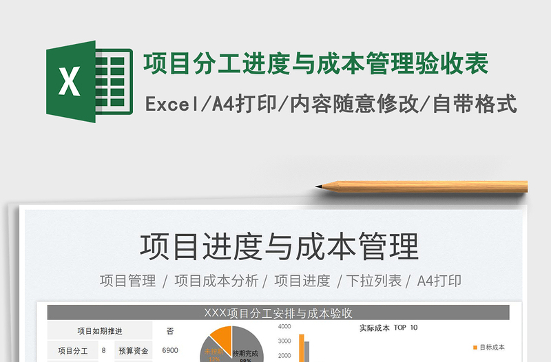 2025项目分工进度与成本管理验收表免费下载