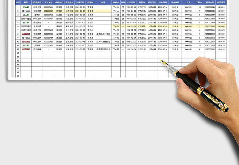 2025年招聘面试简历台账表