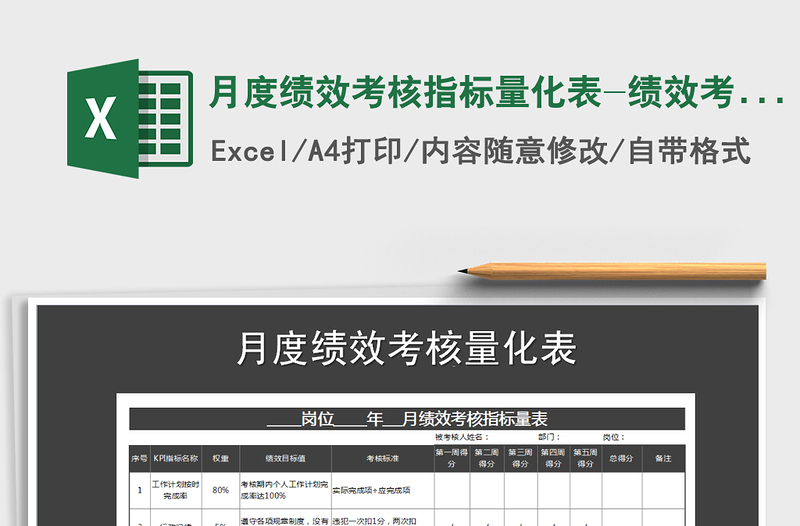 月度绩效考核指标量化表-绩效考核