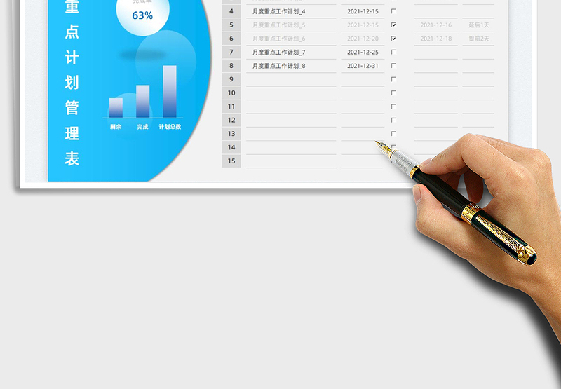 2025月度重点计划管理表免费下载