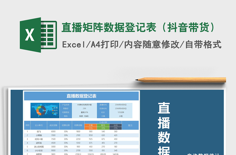 2024年直播矩阵数据登记表（抖音带货）