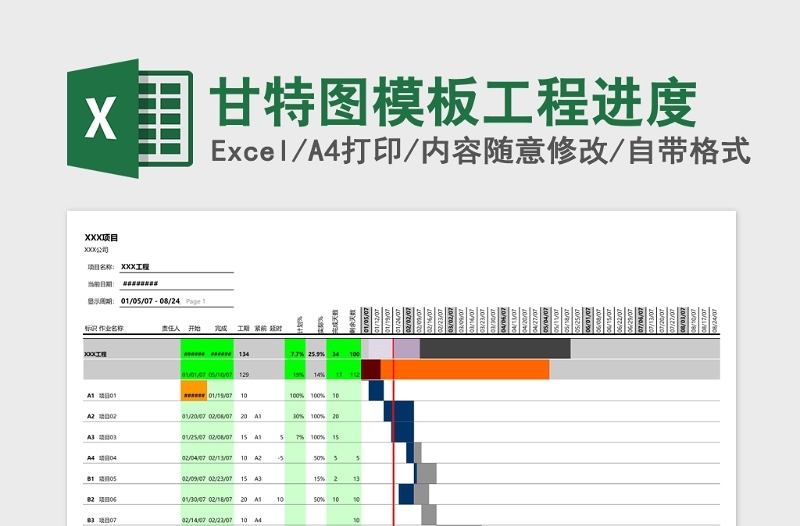 2025甘特图模板工程进度Excel表格