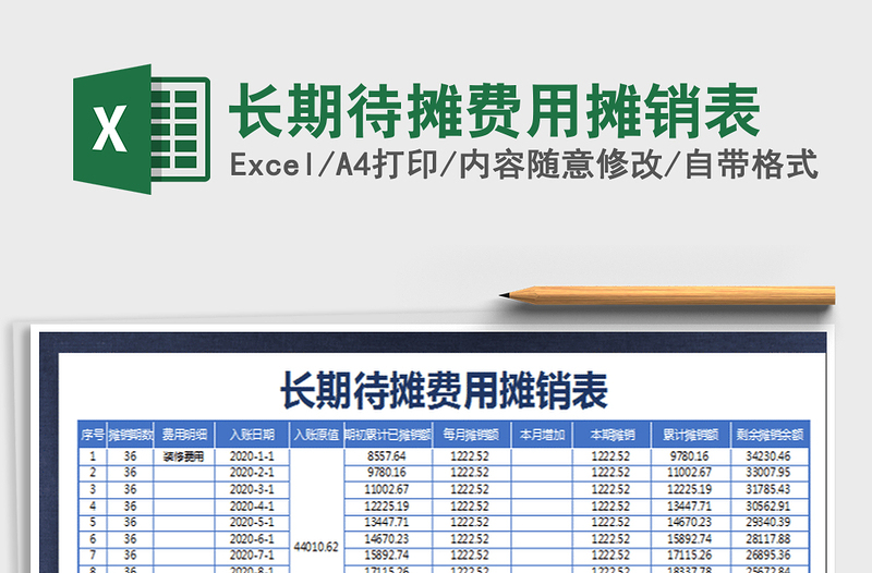 长期待摊费用摊销表