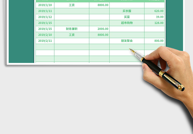 实用个人收入支出记账表格