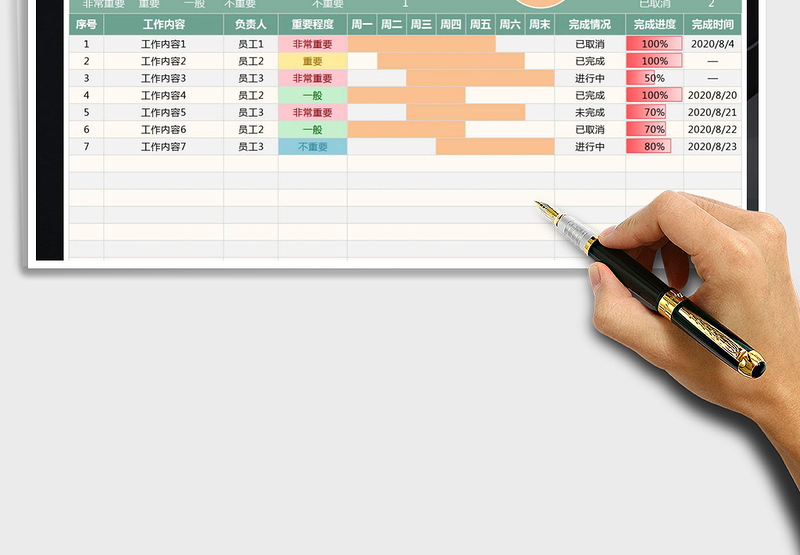 2024年工作计划进度表-周计划免费下载