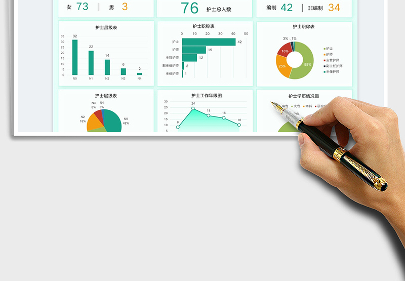 2025护士护理人员成分结构数据看板免费下载