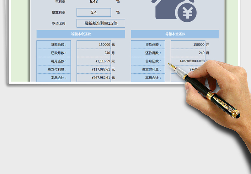 2024年房贷计算器-公式自动生成免费下载