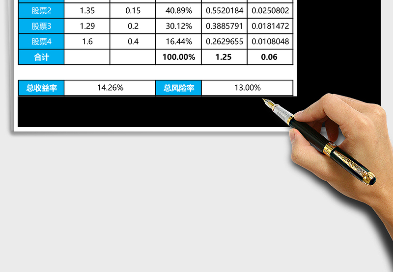 股票投资组合分析模型excel表格下载