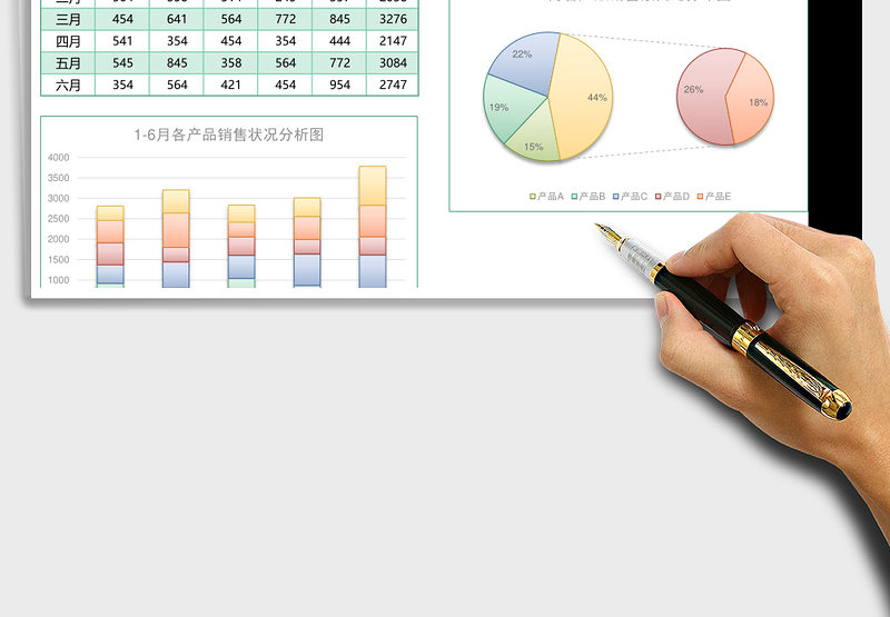 2025蓝色上半年销售业绩分析报表Excel模板