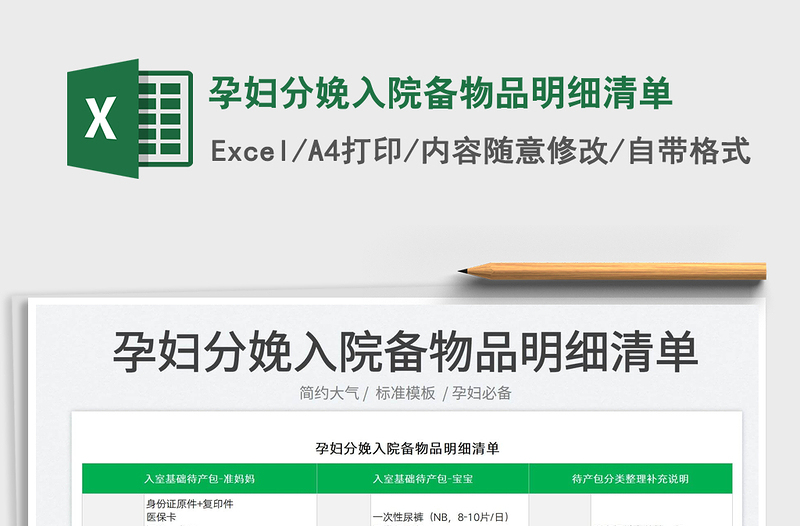 2025孕妇分娩入院备物品明细清单免费下载