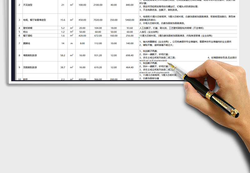 装修工程预算报价表