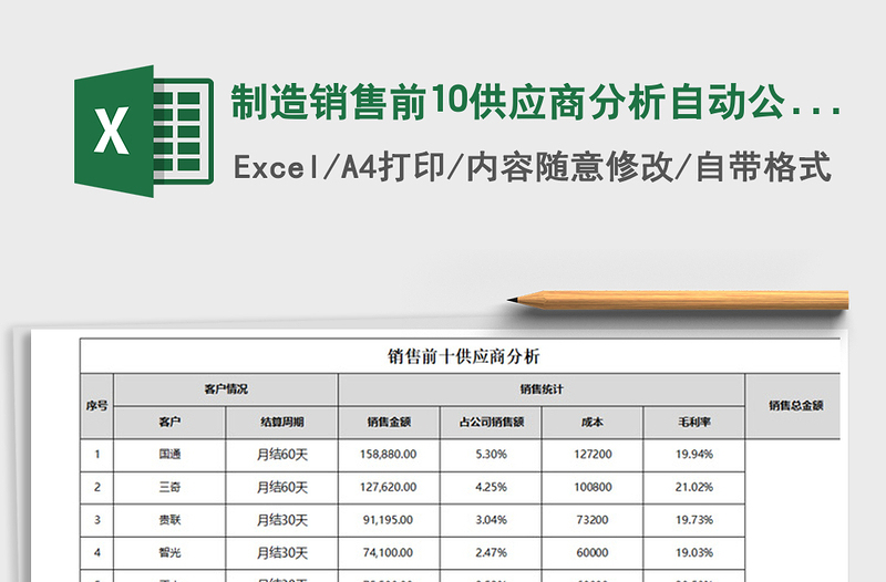 2025年制造销售前10供应商分析自动公式