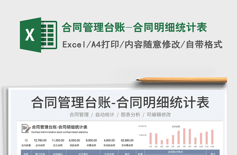 2024合同管理台账-合同明细统计表exce表格