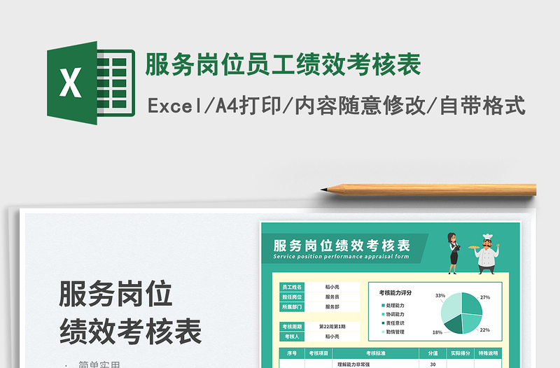 2025服务岗位员工绩效考核表免费下载