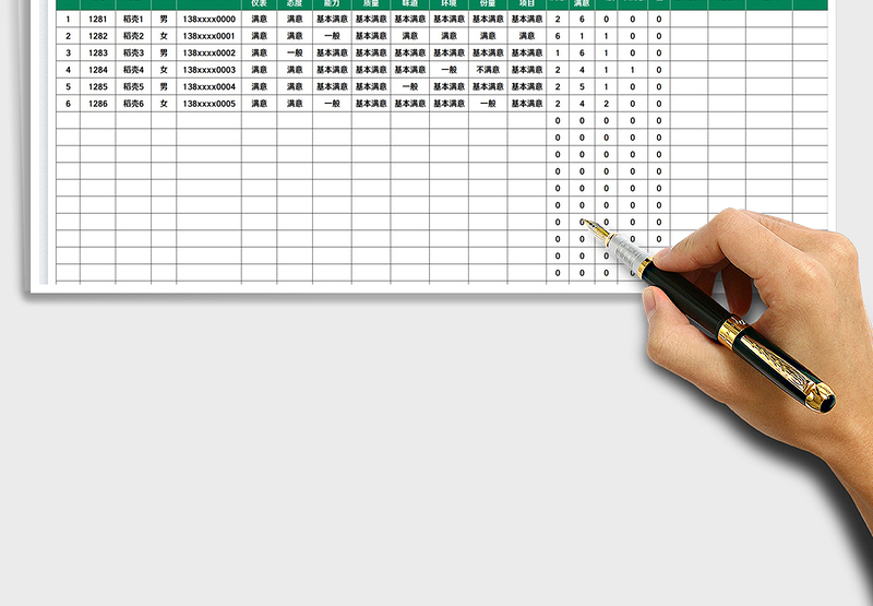 2025顾客满意度调查登记表免费下载
