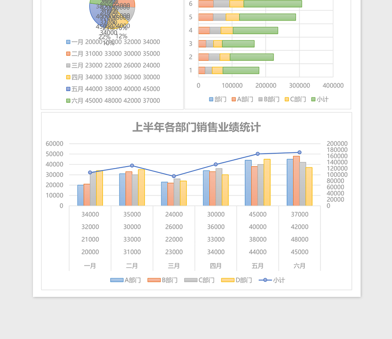 淡雅上半年销售业绩统计excel表格下载