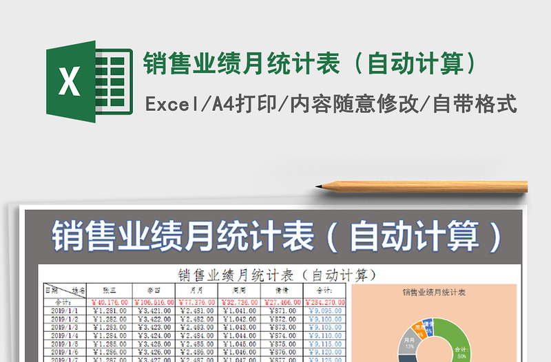 2025年销售业绩月统计表（自动计算）