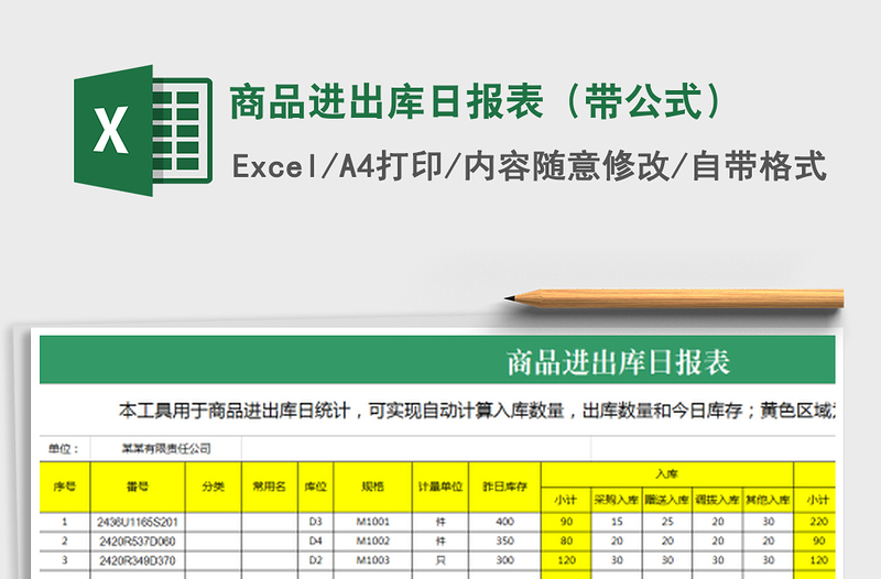 2025年商品进出库日报表（带公式）