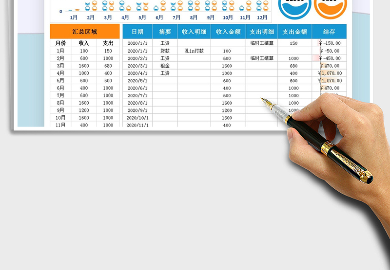 2025年通用收支记账表免费下载