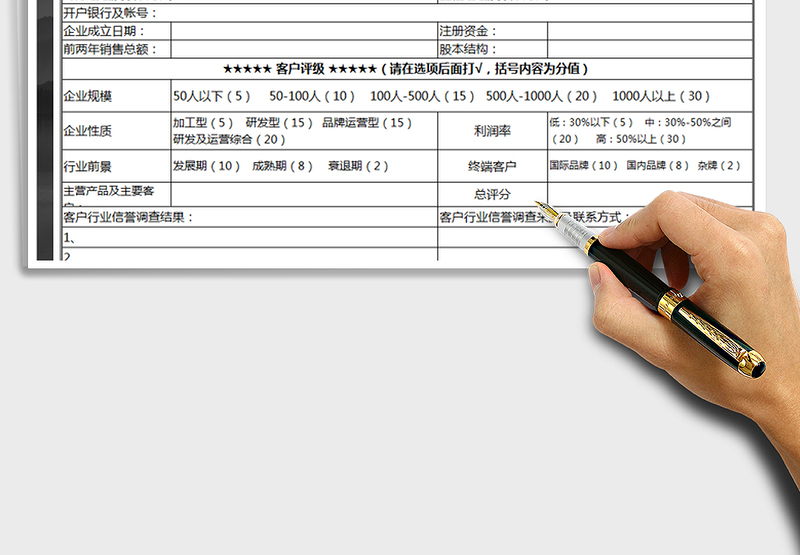 2025年客户信用评估表
