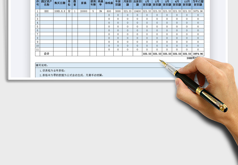 2025年固定资产折旧表