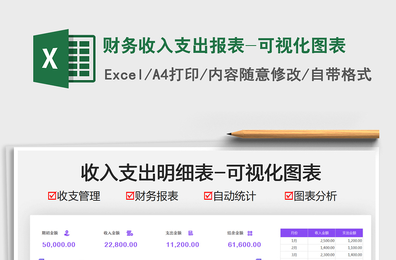 财务收入支出报表-可视化图表